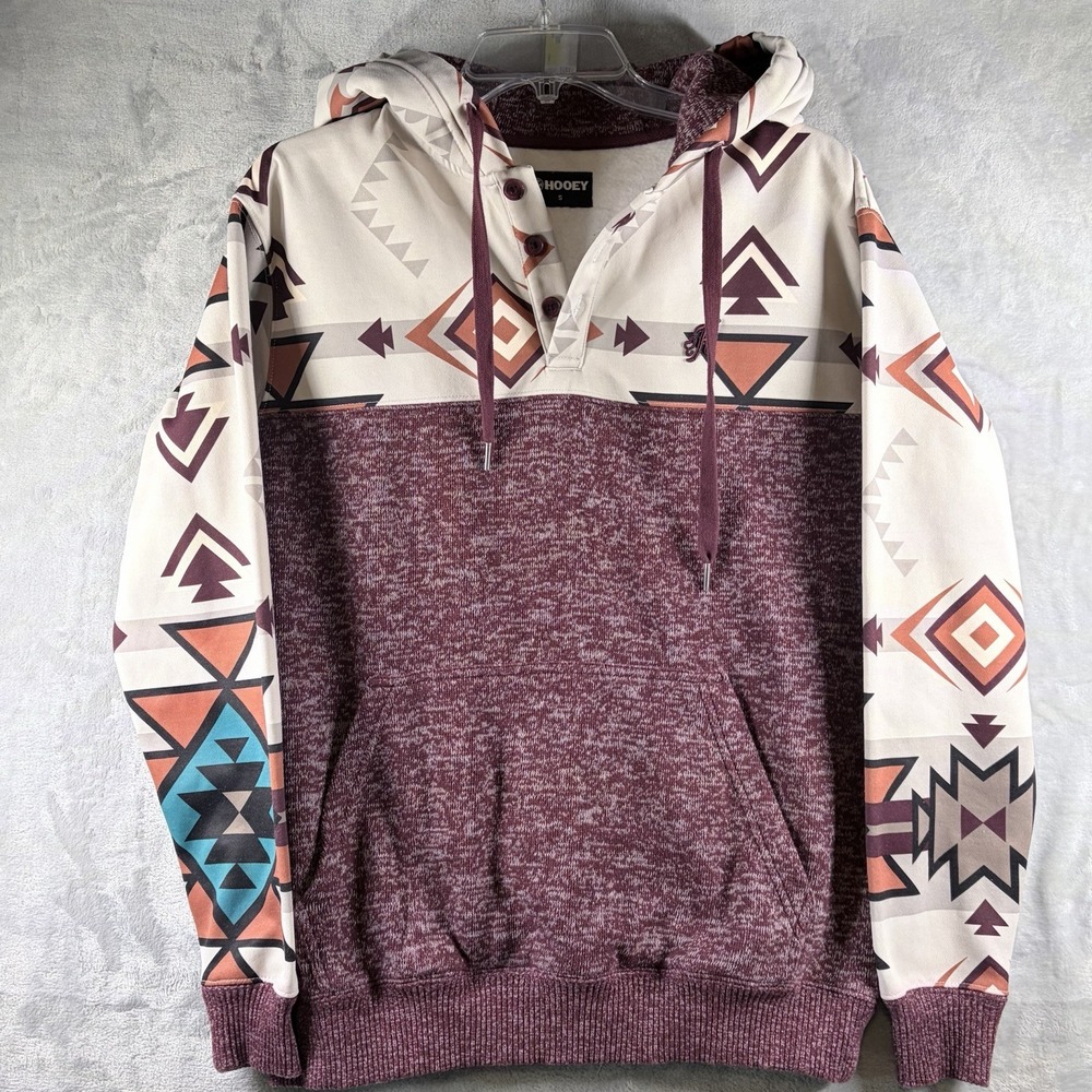 Hooey Southwestern‎ Aztec Print Hoodie Mens Small Pullover Western Rodeo